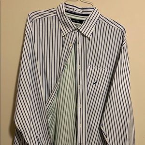 Nautica blue/white striped button down dress shirt.  Size XL.  Exc condition